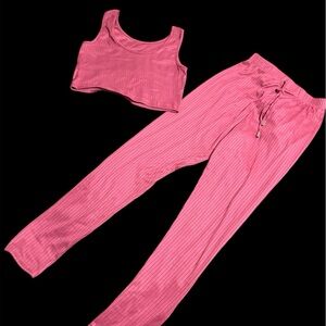 Dusty Rose 3 Piece Ribbed Lounge Set